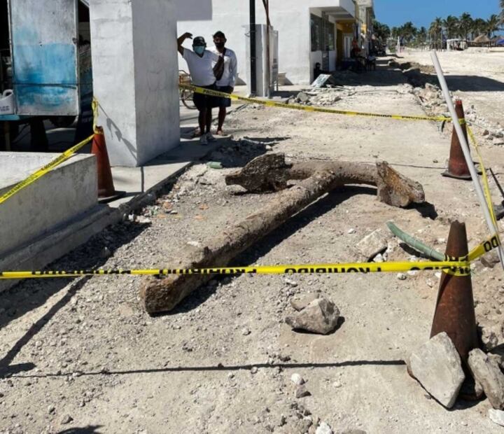 Descubren ancla antigua de 1.5 toneladas en Yucatán
