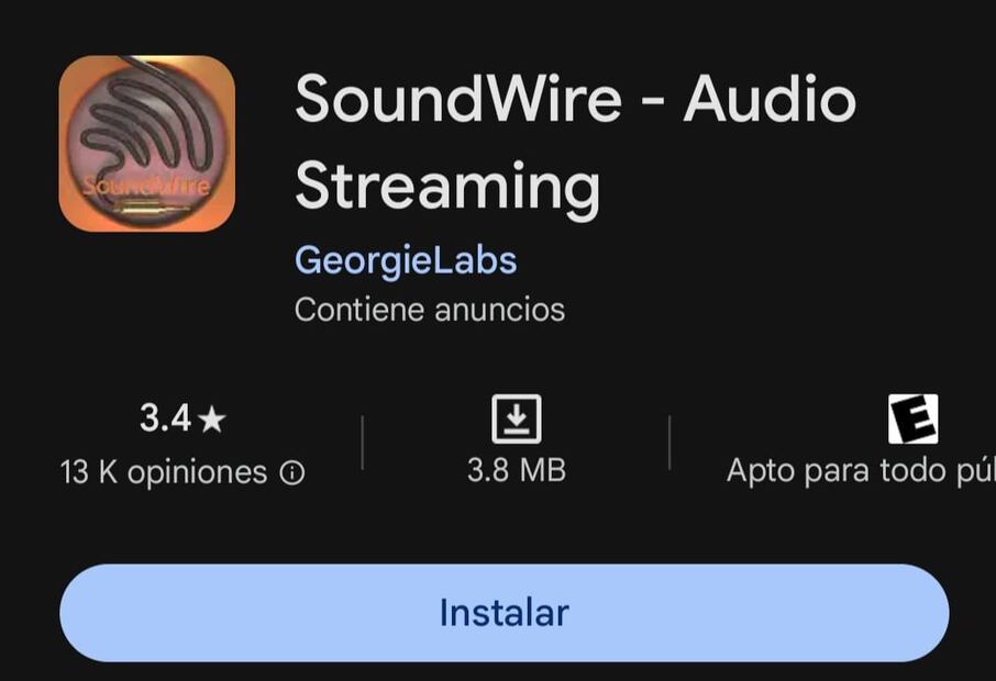 SoundWire, la app que permite convertir tu celular en una bocina portátil. Foto: Playstore