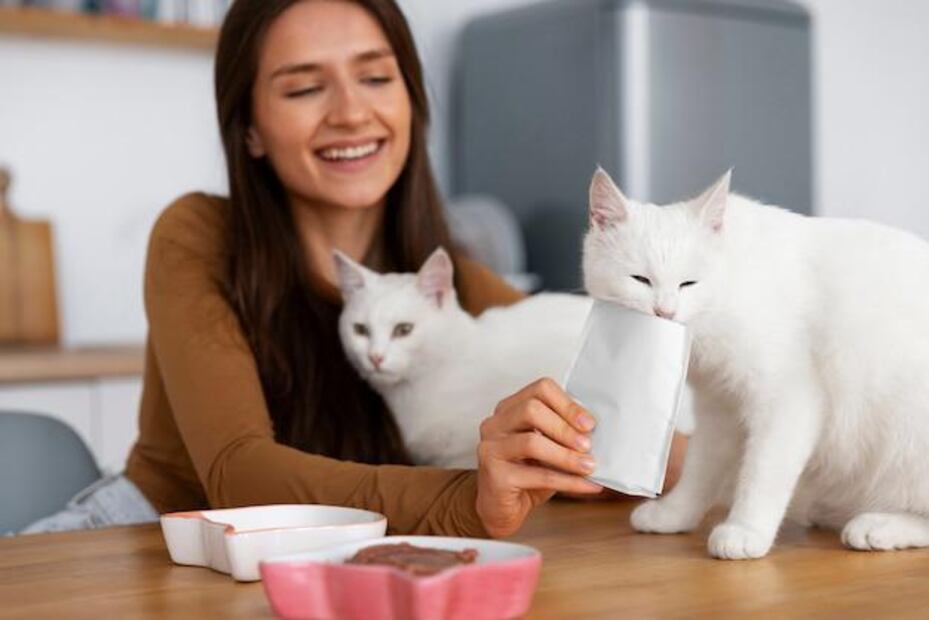 Beneficios de la comida húmeda para gatos. Fuente: Freepik.