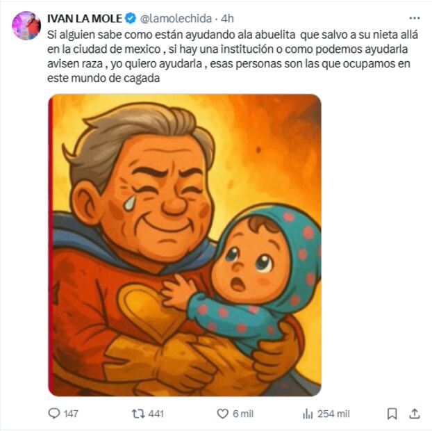 "La Mole" busca ayudar a Alicia Matías, abuelita que salvó a nieta en explosión de pipa de gas en Iztapalapa, solicita información para brindar apoyo. Foto: Captura de pantalla