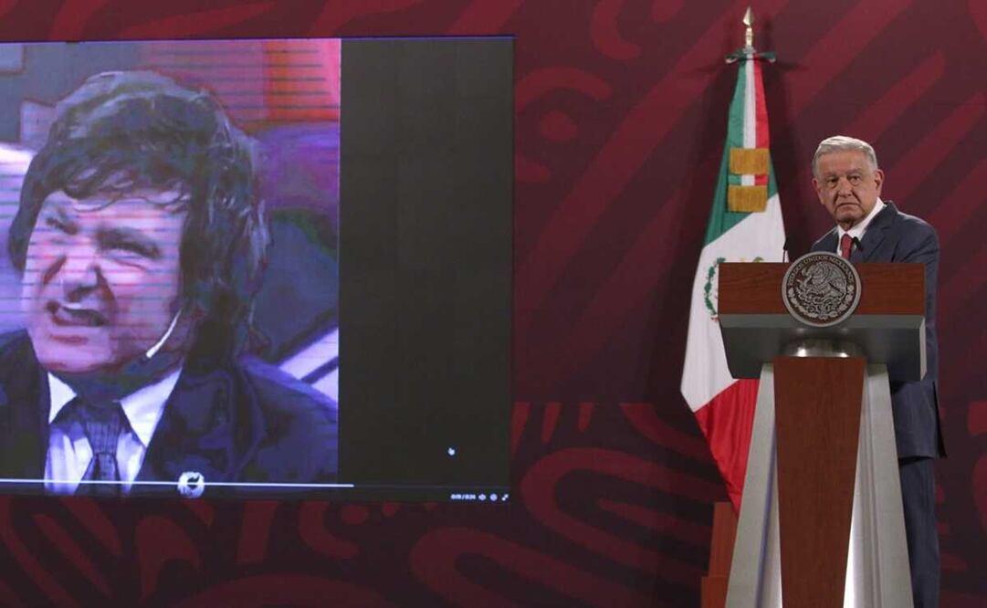 El presidente López Obrador aseguró que no hay simulación en Javier Milei ni hipocresía porque eso es lo que piensa, no como otros conservadores que son hipócritas. Foto: Carlos Mejía / EL UNIVERSAL