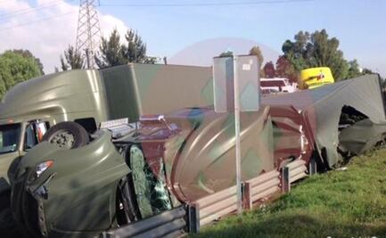 Vuelca tráiler de Sedena en la Texcoco-Lechería