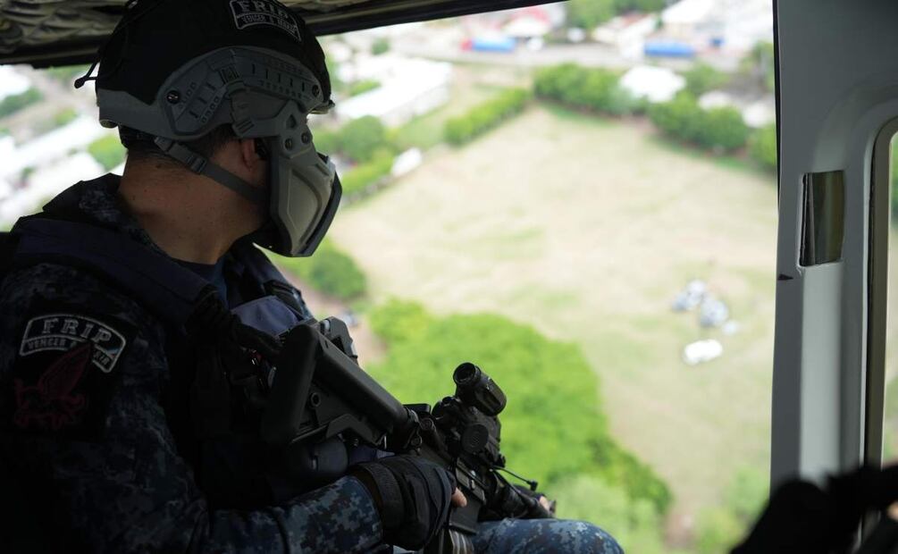 Por tierra y aire, sigue búsqueda de homicidas de 5 policías en Frontera Comalapa, Chiapas (03/06/2025). Foto: Especial