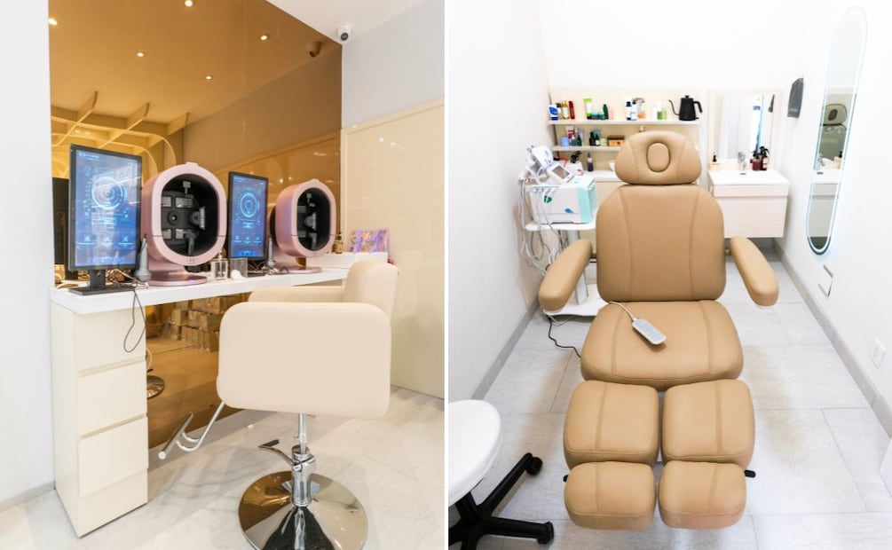 Espacio para dermoanálisis en la tienda del centro comercial Averanda. Cabina para faciales en Plaza Cosmopol. Foto: Cortesía