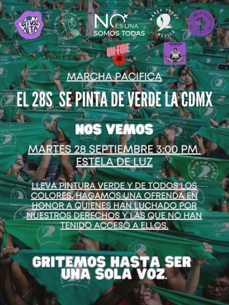 Estos son los horarios y puntos de las marchas feministas por el aborto en CDMX