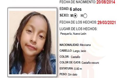 Activan Alerta Amber por desaparición de Sofía Abigail de 6 años en Nuevo León