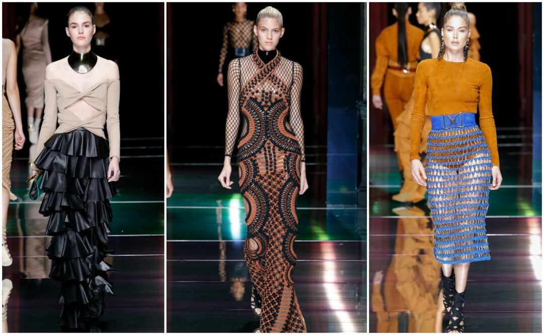 Balmain conservó una gama desde el blanco y negro hasta colores tierra, como beige, crema y café