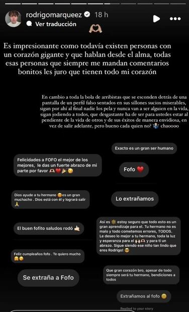 Publicación hermano de Fofo Márquez. Foto: Captura de pantalla