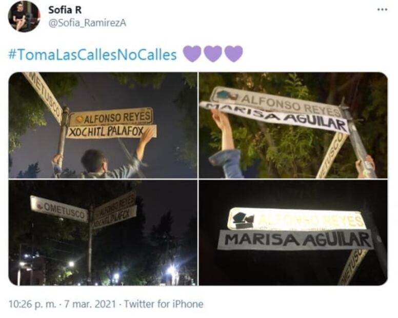 Mujeres ponen a calles el nombre de sus madres, amigas e ídolas