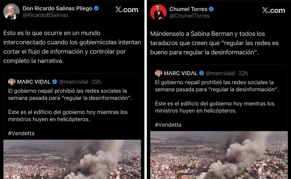 La noticia provocó que figuras públicas mexicanas como Ricardo Salinas Pliego y Chumel Torres dieran su opinión en plataformas digitales.
Foto: Captura de pantalla en X