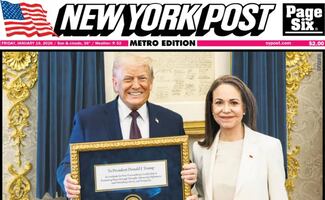 Trump posa con la medalla del Nobel junto a María Corina Machado; New York Post difunde la primera imagen