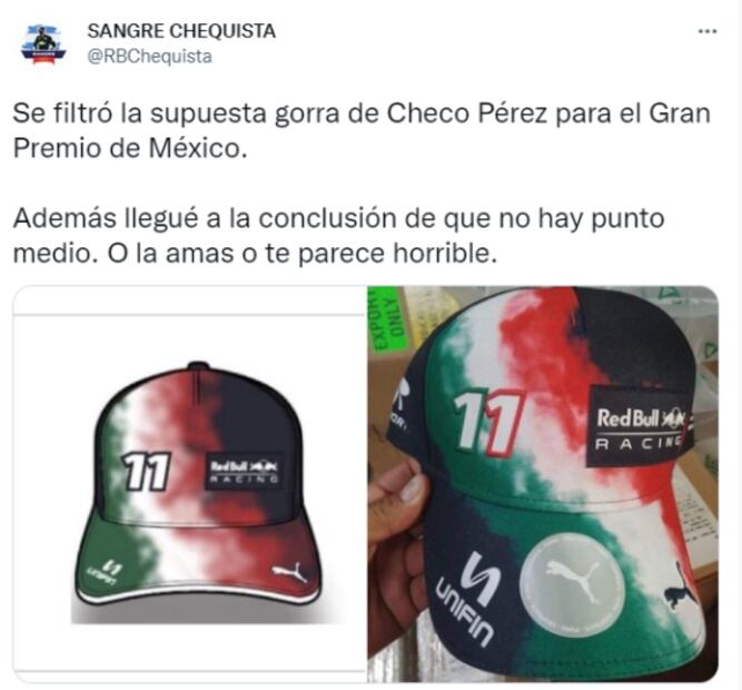 Filtran la gorra que usaría Checo Pérez en el Gran Premio de México; la tachan de horrible