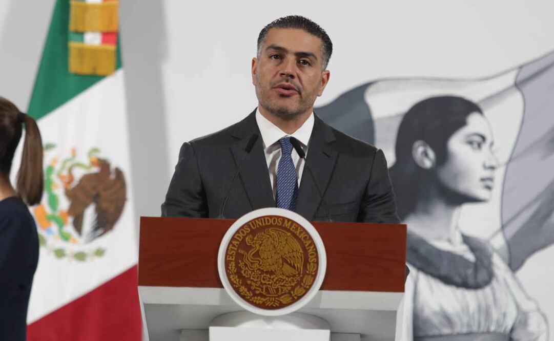 Omar García Harfuch, titular de la SSPC, durante la mañanera de este 8 de julio del 2025. Foto: Carlos Mejía / EL UNIVERSAL.