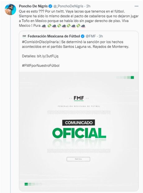 Poncho de Nigris defiende a su hermano Aldo, "Vaya lacras que tenemos en el futbol"