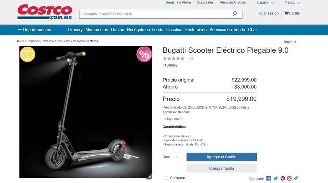 Se puede adquirir en México a través de Costco.