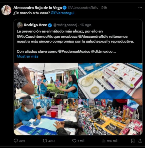 Post de Alessandra Rojo de la Vega. Foto: Captura de pantalla tomada de la cuenta de X de @AlessandraRdlv.