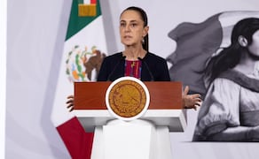 Presidenta Claudia Sheinbaum durante su conferencia de prensa este 10 de julio desde Palacio Nacional. Foto: Hugo Salvador / EL UNIVERSAL