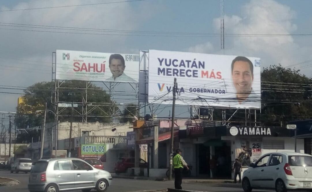 Tanto el INE como el IEPAC vigilan la instalación de carteleras y los gastos de precampañas en Yucatán. (FOTO: Cuauhtémoc Moreno Cabrera. EL UNIVERSAL)