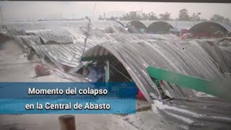 Colapsa techo de tres naves de la Central de Abasto por caída de granizo