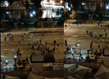 VIDEO: Brutal enfrentamiento entre las barras del West Ham y Frankfurt en Sevilla