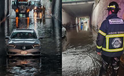 Cierran bajo puente en Tlalnepantla por inundación; rescatan vehículo de zona inundada