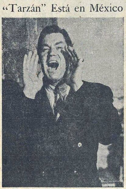 A inicios de julio de 1947, Johnny llegó a México para grabar “Tarzán y las sirenas” en Acapulco. La foto capturó el momento en que hacía su icónico grito de hombre de la selva