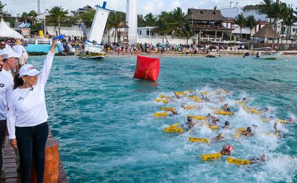 Mara Lezama da banderazo de salida a competidores del Campeonato Nacional de Aguas Abiertas; compiten atletas de 29 estados