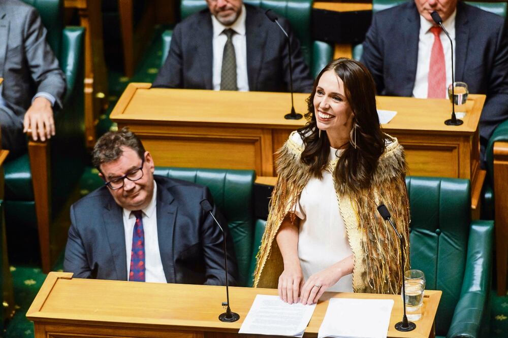 Jacinda Ardern, en su mensaje de despedida en el Parlamento en Wellington. Foto: Mark Coote / AFP