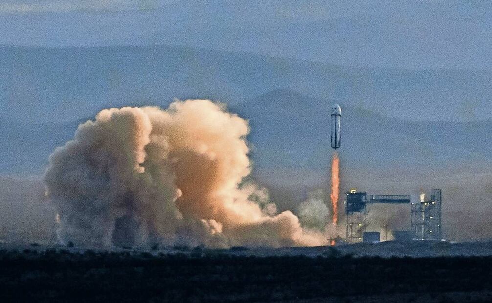 La misión NS-31 de Blue Origin despegó en el cohete New Shepard poco después de las 07:30 de la mañana, hora local, en el oeste del estado Texas. (15/04/2025) Foto: Blue Origin | AFP