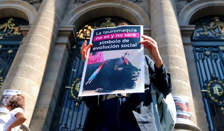 FOTOS: Colectivos se manifiestan contra las corridas de toros frente al Congreso de la CDMX