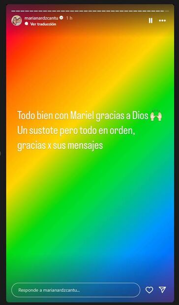 Mensaje de Mariana Rodríquez, tras la caída de su hija Mariel durante el Tercer Informe de Gobierno de Samuel García / Captura de pantalla Instagram