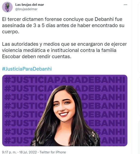 "No se murió, la mataron": Reaccionan en redes tras conocer la causa de muerte de Debanhi Escobar