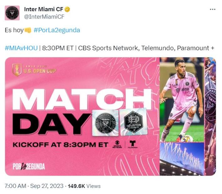 Tuit del Inter Miami - Foto: @InterMiamiCF en X