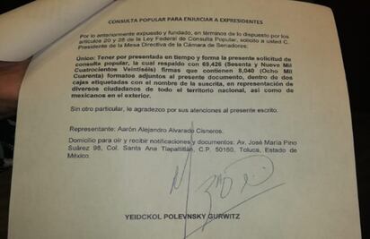 “Infla” Yeidckol cantidad de firmas entregadas al Senado; no llega a 70 mil