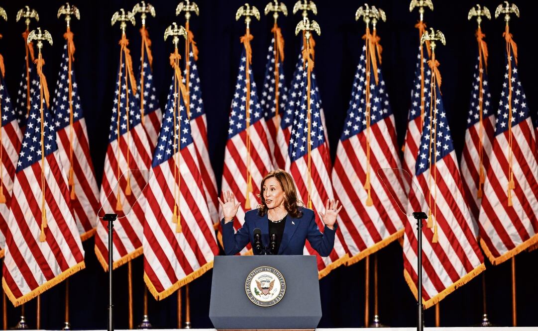 La vicepresidenta estadounidense Kamala Harris, en un mitin en West Allis, Wisconsin. Foto: Jeffrey Phelps / EFE