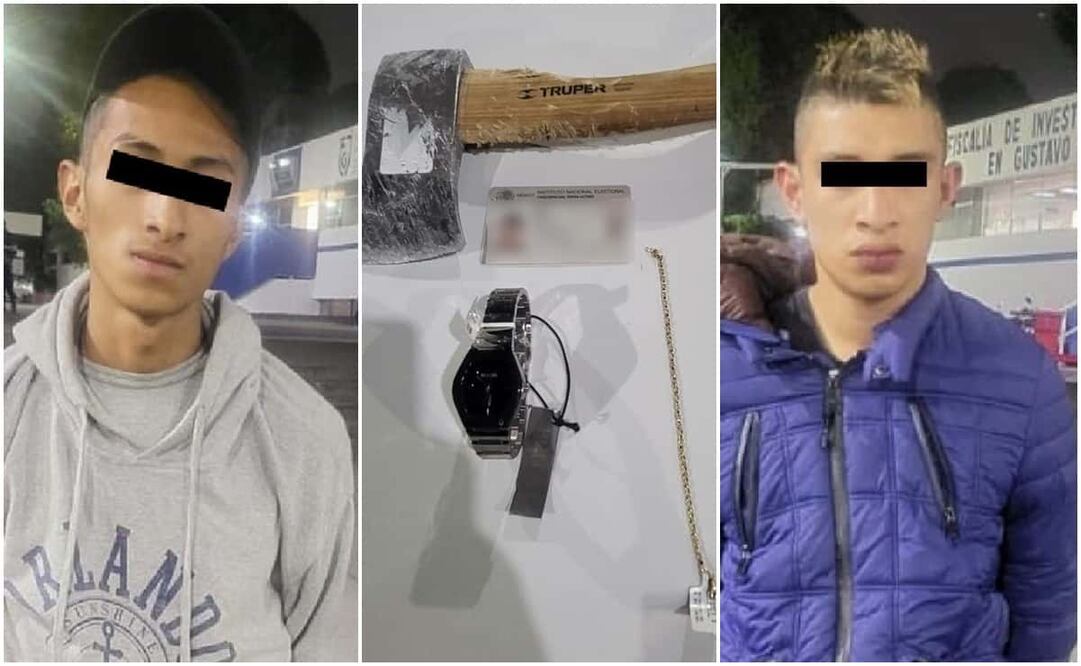 A los detenidos les aseguraron un hacha y un reloj de alta gama. Foto: Especial