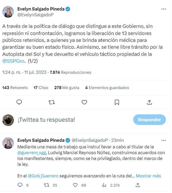 Evelyn Salgado. Foto: Twitter