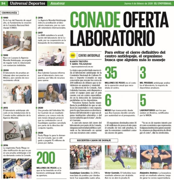 Fallas constantes llevaron al cierre del laboratorio antidopaje