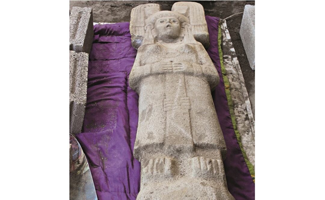 La escultura hallada en Veracruz, pertenece, posiblemente, al periodo Posclásico Tardío (1450-1521 d.C.), según especialistas. Foto: Cortesía INAH