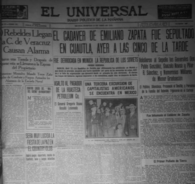Traición, cerveza y aguardiente enmarcaron la muerte de Emiliano Zapata