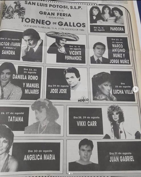 Este es uno de los carteles más espectaculares de la Feria de San Luis, con Juanga y el Príncipe de la canción. Foto: Redes sociales.