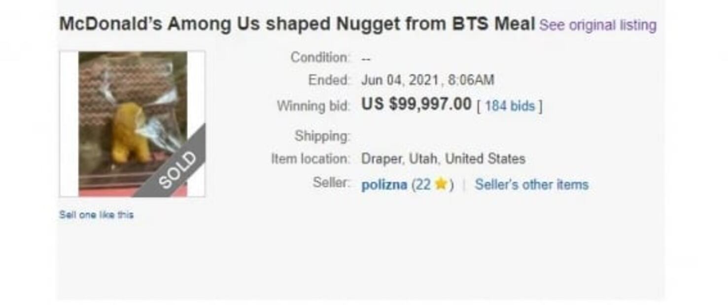 Viral: venden nugget de pollo con forma de Among Us en casi 2 millones de pesos