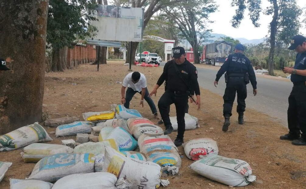 Las estructuras bloqueaban el tránsito en comunidades y municipios de la Sierra de Chiapas (15/02/2025). Foto: X (@ramirezlalo_)