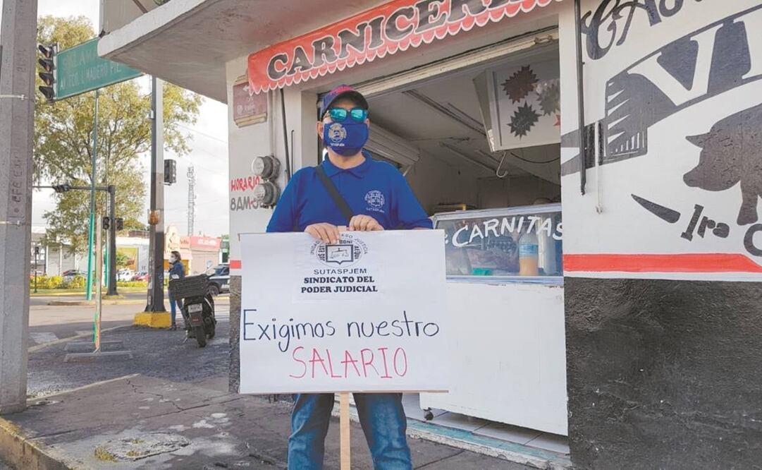 Trabajadores del Poder Judicial exigen que se pague el salario a más de 2,500 empleados sindicalizados, de contrato y de confianza. Foto: Carlos Arrieta/ EL UNIVERSAL.