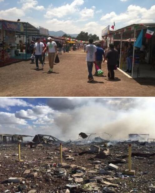 Fotografías. El mercado de Tultepec antes y después de la explosión