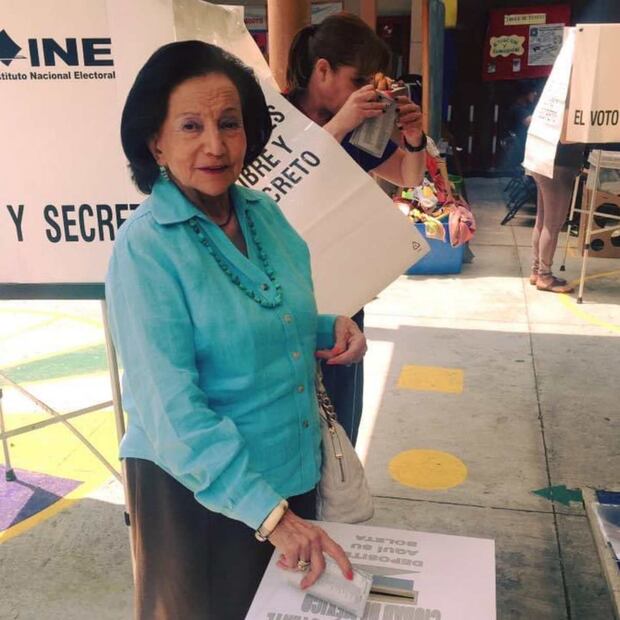 Ifigenia Martínez conmemorando los 66 años del derecho al voto femenino, en julio de 2021. Foto: X @IfigeniaMtz