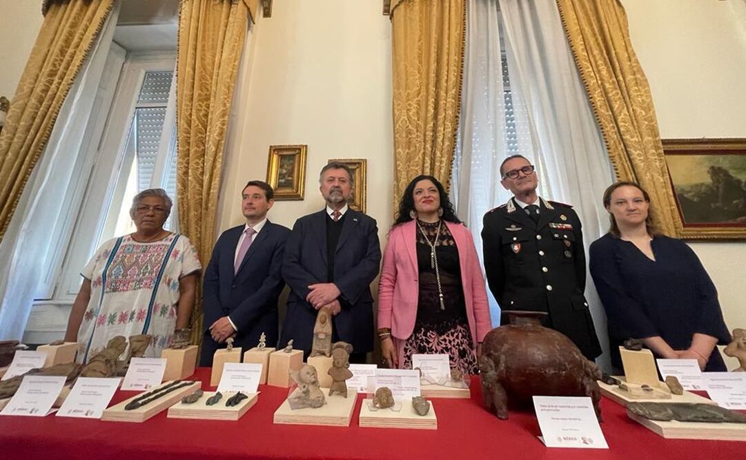 Repatrian 43 piezas arqueológicas de México desde Italia. Foto: Secretaría de cultura