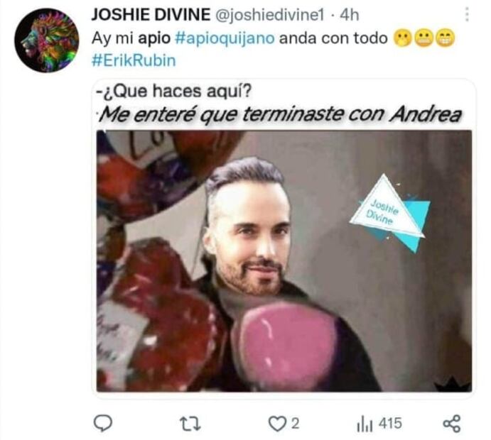 Reviven con memes beso de Erik Rubin y Apio Quijano tras terminar con Andrea Legarreta