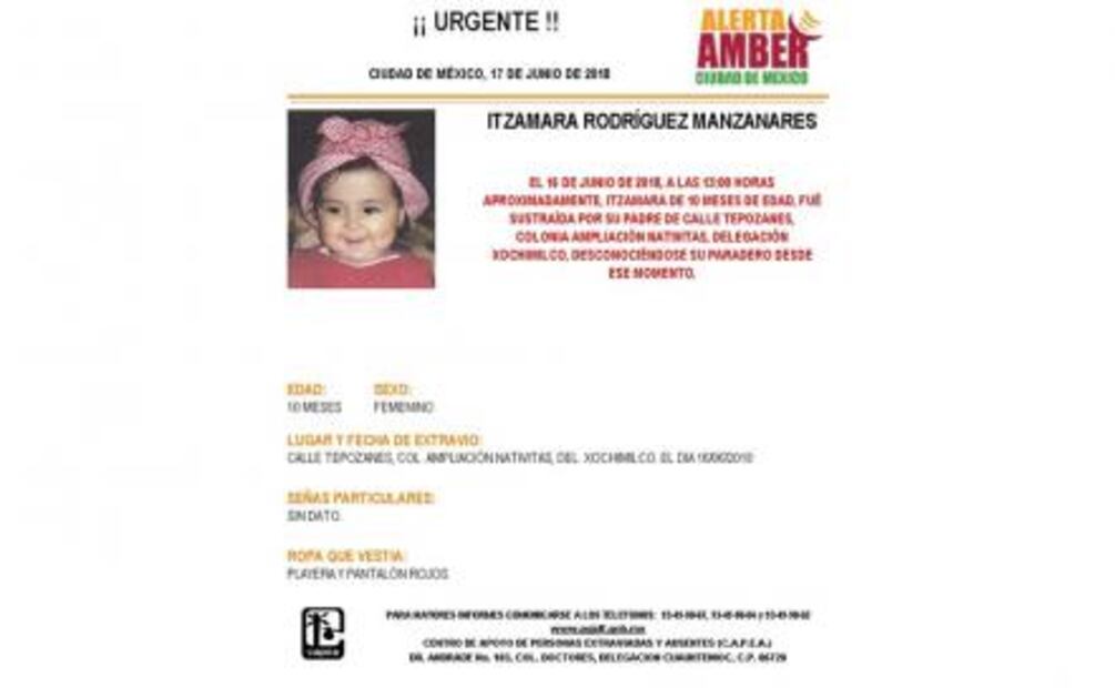 Alerta Amber. Buscan a Itzamara Rodríguez Manzanares en Xochimilco 