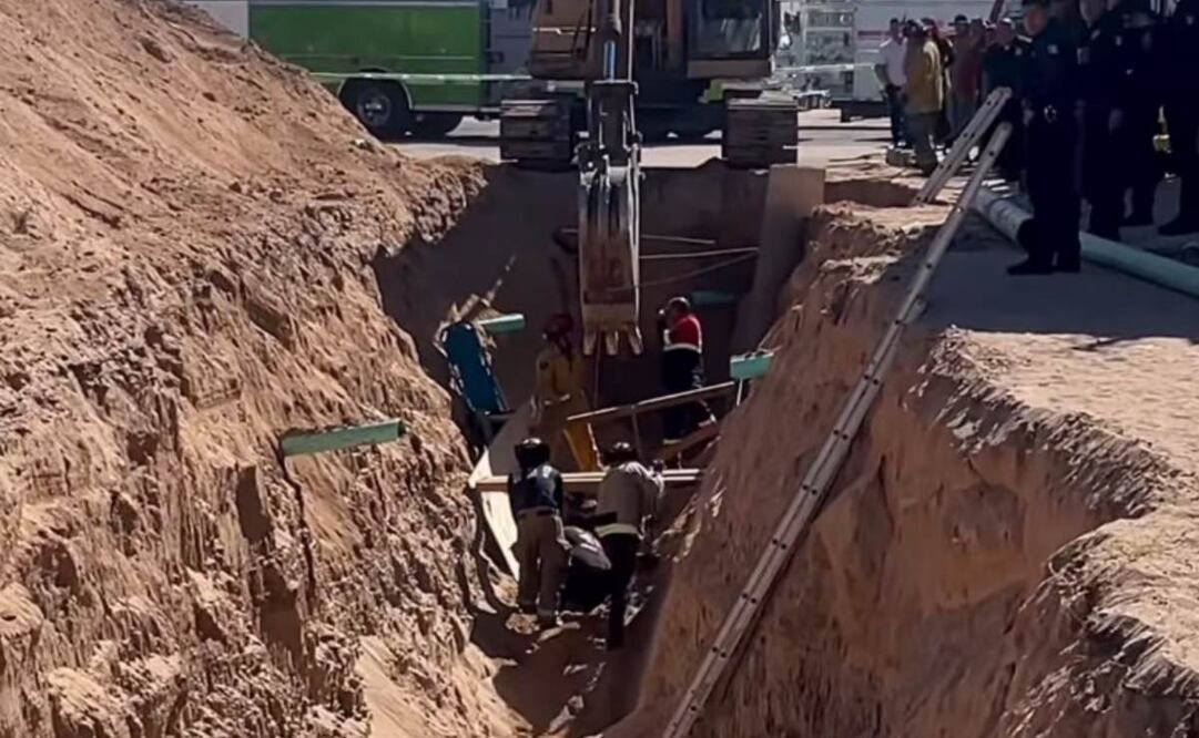 Derrumbe en obra de drenaje en Sonora deja un trabajador muerto y otro herido (01/10/2025). Foto: Especial